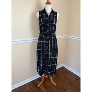 Banana Republic Plaid Midi Shirt Dress Tie-Waist 4